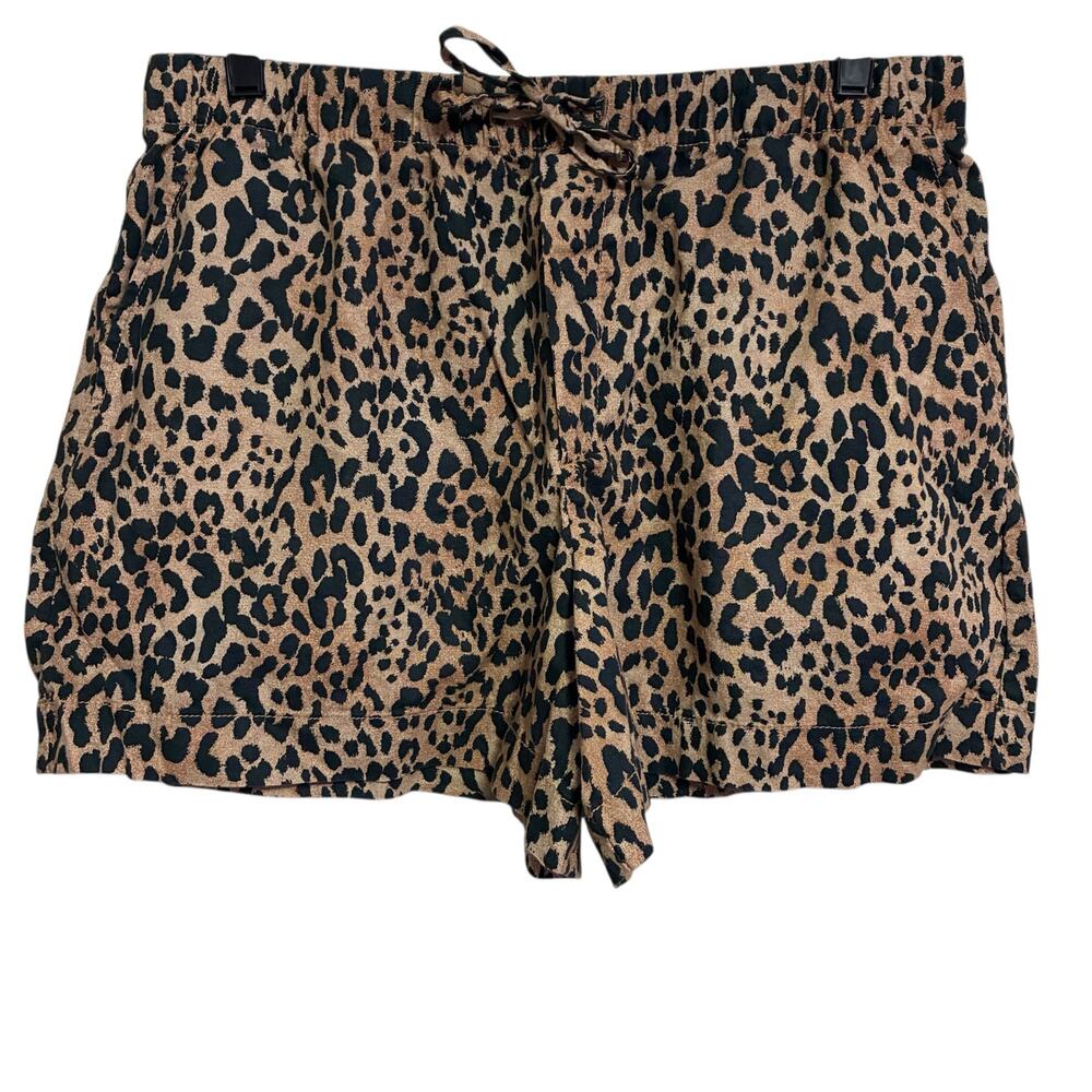 GAP Leopard Print Drawstring Shorts in Tan and Black